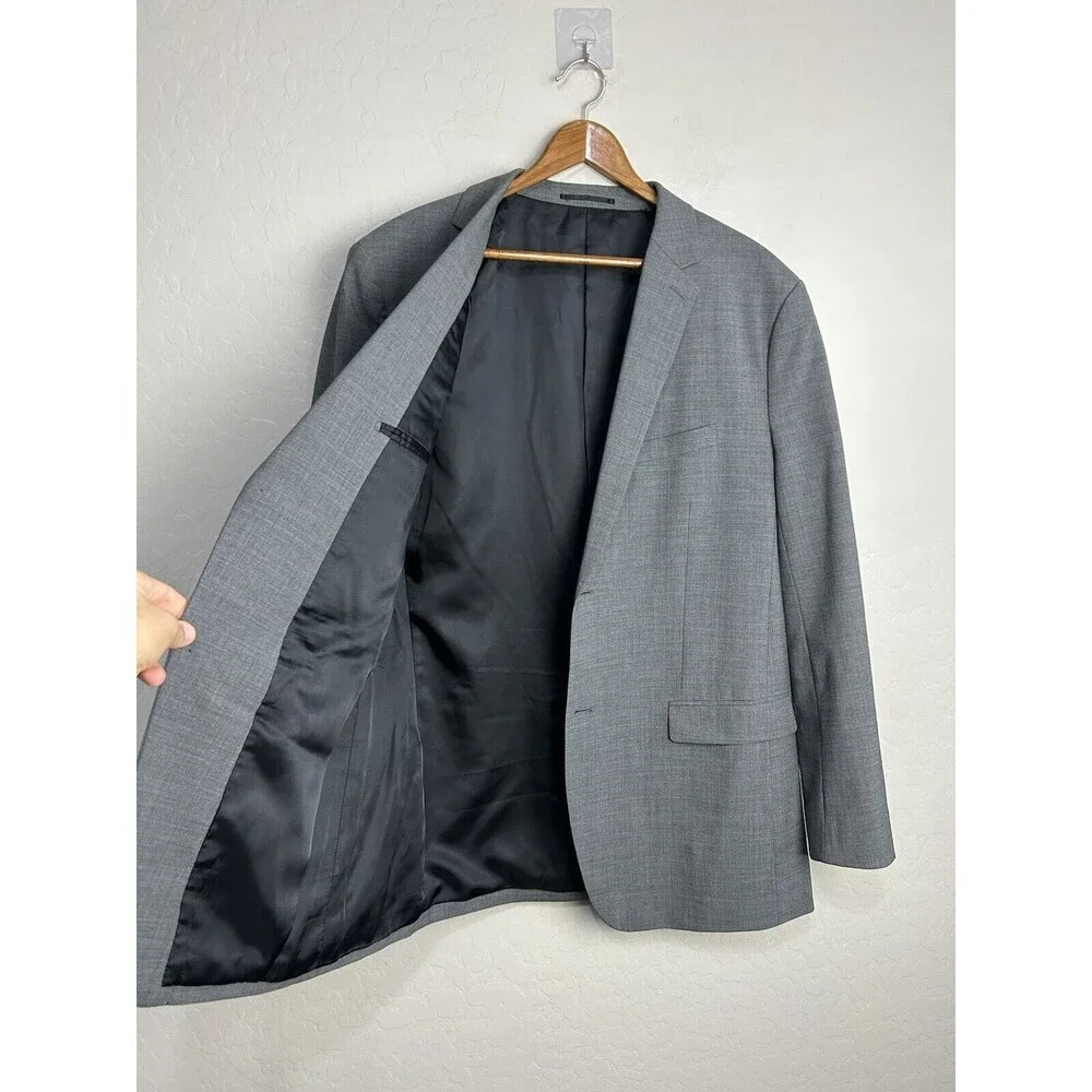 Theory Mens Blazer Size 46 Long Gray Wool Sport Coat Jacket Two Button Modern